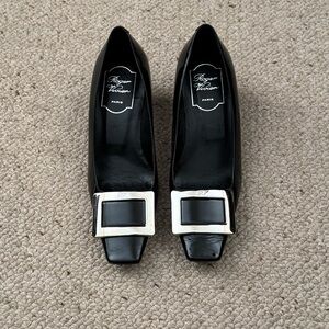 Roger Vivier Belle Pumps Heels, Black, Patent Leather, 36, 6